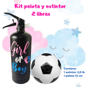 Kit Pelota 12 cm + Extintor 2 libras