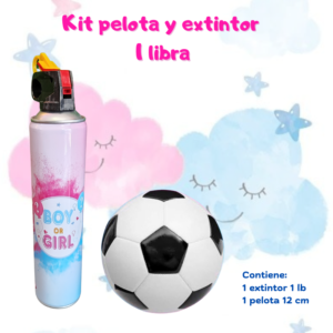 Kit pelota 12 cm y extintor de 1 libra