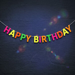 Banderín Happy Birthday Neón