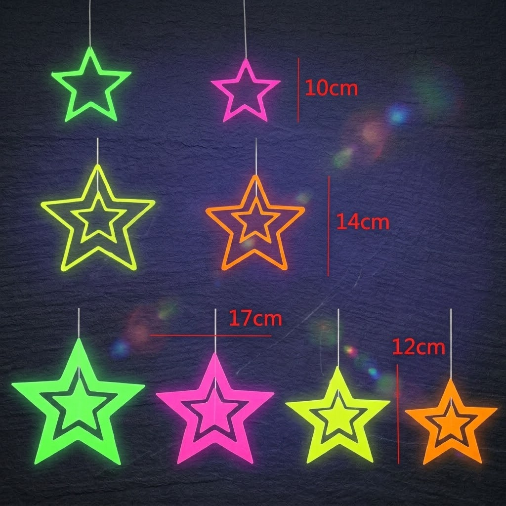 Guirnalda de Estrellas Neón Colgantes (Set x8)